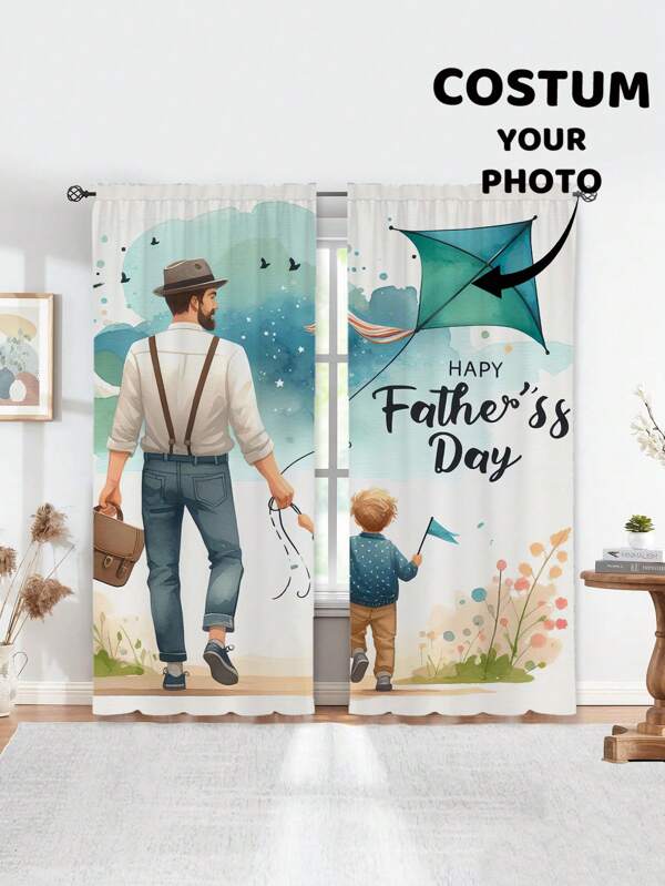 2pcs Custom Curtains, DIY Custom Pillows For Home Decoration, Wedding Gifts, Birthday Gifts, Father's Day Gifts, Anniversary Gifts, Pets, Baby Printed Curtains