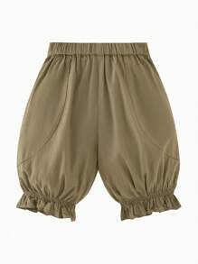 mini bala Girls Pants 2024 New Summer Children's Lotus Edge Capri Pants