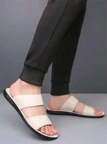 2024 Summer New Arrival Men's Slippers, Stylish Casual Slip-Resistant Soft-Soled White Slides For Outdoor & Beach Wear - White - View 7