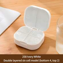 1入組便攜式多層分格藥盒，適用於儲存維他命和日常用藥，可將藥丸安全保存並保護免受潮濕 - 白色 - 查看 22