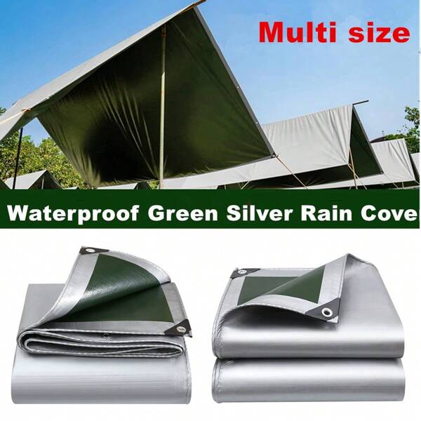 Outdoor Thickened Rainproof  Waterproof Green Silver Rain Cover Anti-Uv Tarpaulin Awning Canopy Cover Four Seasons Backyard Garden Sunshade Cloth
