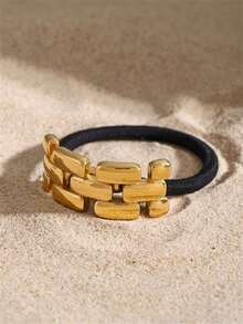 Uworld 1 CÁI Hình chữ nhật hình học bằng thép không gỉ mạ vàng 18K Băng đô cài tóc bằng kim loại Trang trí tóc cao cấp cho phụ nữ Dây thun buộc tóc đuôi ngựa Trang sức thời trang Đeo hàng ngày - Vàng - Xem 4