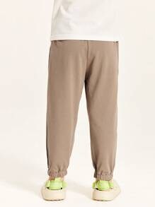 Mini Bala 男女通用儿童宝宝儿童裤子夏季凉感抗菌长裤 - 咖啡棕 - 查看 2