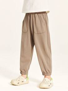 Mini Bala 男女通用儿童宝宝儿童裤子夏季凉感抗菌长裤 - 咖啡棕 - 查看 1