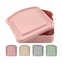 1 pieza Caja de almuerzo portátil para alimentos, caja bento para pan, sándwich, fruta, ligera y de moda, caja de almacenamiento de alimentos para picnic - Multicolor - Ver 3
