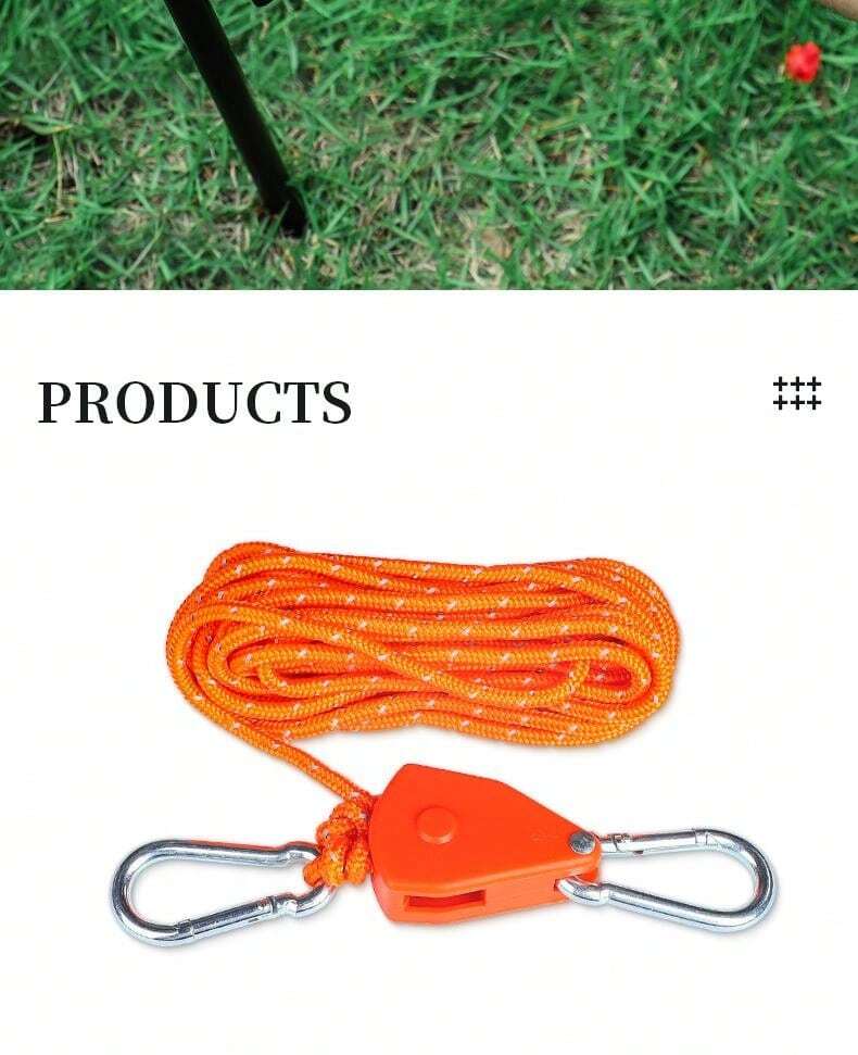 [6pcs Orange Windproof Rope] With Pulley Adjuster, Tent Pegs, Guyline ...