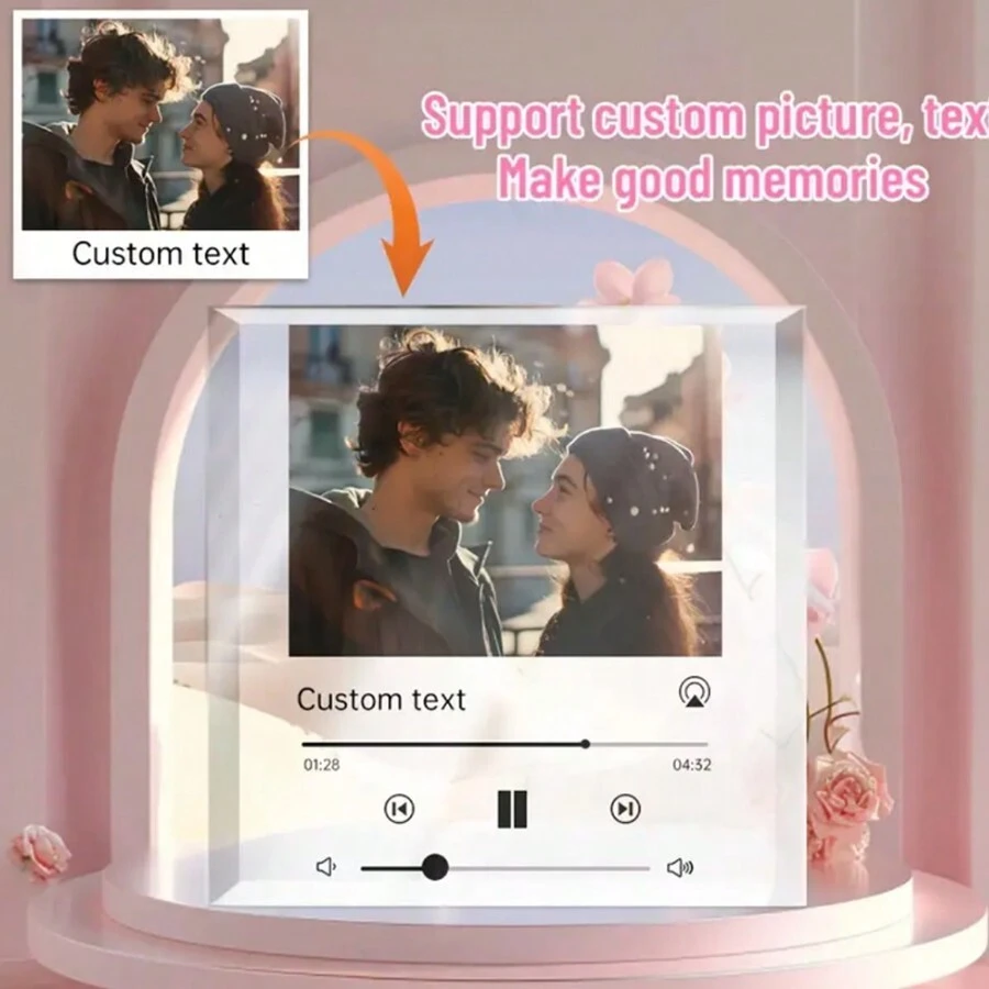 1 tấm bảng vuông acrylic được cá nhân hóa tùy chỉnh với thiết kế nốt nhạc câu chuyện tình yêu, được in ảnh cưới độc quyền, món quà kỷ niệm hoàn hảo cho người yêu, cha mẹ, gia đình, bạn bè và một vật trang trí nghệ thuật đẹp mắt - Nhiều màu - Xem 1