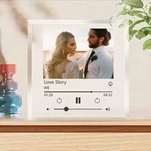 1 tấm bảng vuông acrylic được cá nhân hóa tùy chỉnh với thiết kế nốt nhạc câu chuyện tình yêu, được in ảnh cưới độc quyền, món quà kỷ niệm hoàn hảo cho người yêu, cha mẹ, gia đình, bạn bè và một vật trang trí nghệ thuật đẹp mắt - Nhiều màu - Xem 3