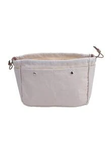 Simple Drawstring Cosmetic Bag Drawstring Travel Portable Toiletries Cosmetic Bag Beige Wash Bag - Beige - View 8