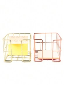 1/2pcs Modern Sticky Note Holder, Note Box + Business Card Holder Set, Metal Wire Desktop Sticky Note Holder, Rose Gold Note Holder, Cute Note Cube Stand, Dispenser, Office Desktop Organizer, Mesh Note Holder, Ballpoint Pen, Desktop Sticky Note Holder, For Home Office, School Desk Back To School