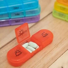 1pc Portable Pill Box, 7 Day Week Medication Pills Medication Dispenser, Vitamin Box, Large Capacity 7 Day A Week Individually Dispensed Sealed Long Pill Boxes - Multicolor - View 5