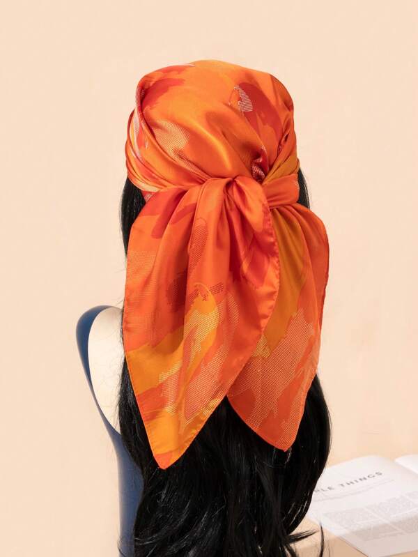 1 pieza de pañuelo de seda impreso para usar como diadema, corbata de cuello o bandana de accesorios diarios, banda para el cabello, diadema ideal para vestirse