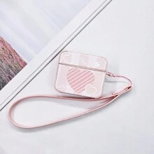 Square Painted Heart Earphone Case Compatible With Airpods 2/3/Pro/Pro2, Purple/Pink Protective Case - Multicolor - View 10