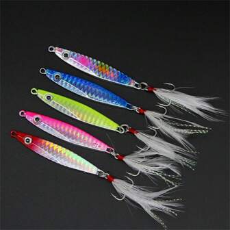 5 piezas/set Señuelo de pesca de jigging artificial para agua dulce y salada, Colores/Set de 5 con 7/10/14/17/21/30g de peso para pesca de lanzamiento de  con cebo de plomo de Metal Spinning