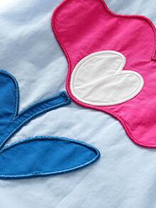 Mini Bala 女童短袖衬衫夏季新款宝宝时尚甜美时尚泡泡袖领衣服 - 藍色 - 查看 4