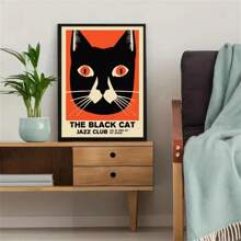 1 pieza Póster de lienzo sin marco, arte moderno, Club de Jazz de Gato Negro, para decoración de pared en dormitorio, sala de estar, pasillo o bar