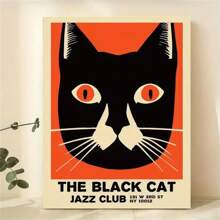1 pieza Póster de lienzo sin marco, arte moderno, Club de Jazz de Gato Negro, para decoración de pared en dormitorio, sala de estar, pasillo o bar
