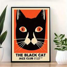 1 pieza Póster de lienzo sin marco, arte moderno, Club de Jazz de Gato Negro, para decoración de pared en dormitorio, sala de estar, pasillo o bar