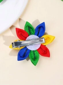 2pcs/Set Girls Back To School Hair Clips, Multicolor Floral Alligator Hair Clips, Teenage Hair Accessories, Graduation Gift - Multicolor - View 4