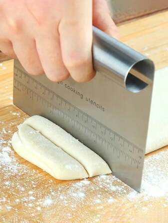 1pc Stainless Steel Dough Cutter, Chopper, Pizza, Bagels, Bread, Flatbread, Pastry, Noodles, Non-slip Grip Handle And Updated Smooth Blade