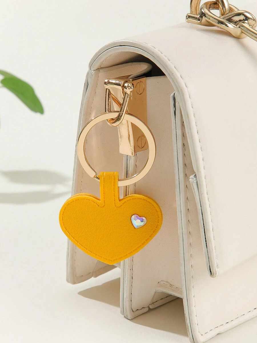 創意心形鑰匙扣，適用於包包和鑰匙 - 黃色 - 查看 1