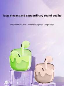 Audífono inalámbrico TWS semi intrauricular, Material semi-transparente de ABS, Reducción de ruido de llamadas, auriculares deportivos para hombres y mujeres con BT 5.4 - Rosa - Ver 4