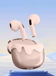 Audífono inalámbrico TWS semi intrauricular, Material semi-transparente de ABS, Reducción de ruido de llamadas, auriculares deportivos para hombres y mujeres con BT 5.4 - Rosa - Ver 1