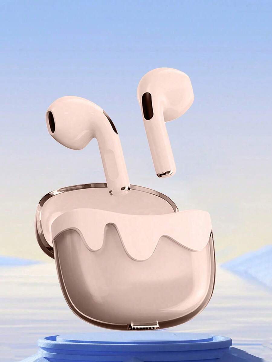 Audífono inalámbrico TWS semi intrauricular, Material semi-transparente de ABS, Reducción de ruido de llamadas, auriculares deportivos para hombres y mujeres con BT 5.4 - Rosa - Ver 1