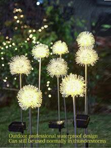 新款太阳能铝线球蒲公英烟花灯户外防水花园氛围装饰地插草坪灯家用庭院灯户外太阳能灯
