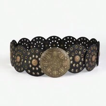 女士新款西式复古腰带、牛仔裤和连衣裙装饰腰带万圣节 - 咖啡 - 查看 4