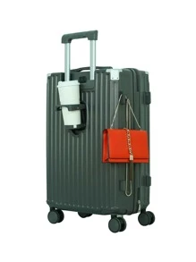 Walizka podróżna o dużej pojemności 20/22/24/26 cali z interfejsem ładowania + uchwytem na kubek + haczykiem wyciszającym Walizka podróżna na czterech kółkach Walizka na kółkach Torba do przechowywania Uniwersalna dla chłopców i dziewcząt Może być używana jako prezent dla przyjaciół Dobre akcesoria podróżne Wolne ręce Odpowiednie dla małych i średnich rodzin Podróże Podróże nadają się również do podróży służbowych, wykorzystując pudełko dla studentów do przechowywania przedmiotów w torbie szkolnej Akcesoria szkolne Przybory szkolne - Szary - Zobacz 4