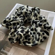 1入港式豹紋大蝴蝶結髮圈，復古法式優雅女士髮飾，適用於女孩的馬尾，頭髮丸和日常穿著 - 彩色 - 查看 5