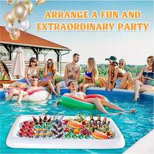 1pc Inflatable PVC Ice Serving Tray Ice Plate: Perfect For Beer, Wine, Beverages, And Fruit - Perfect For Pool Parties Water Sports Swimming Pool - White - View 5