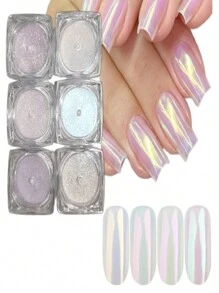 Kit With 6 Mirrored Chrome Powder Pots For Shiny Nails FJ7704/V60/FJ7706/V59/V62/V56 - Baby Pink - View 6