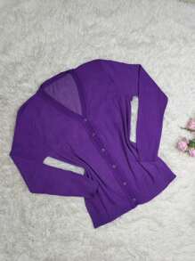 Women Cardigans - أرجواني مغبر - مشاهدة 3