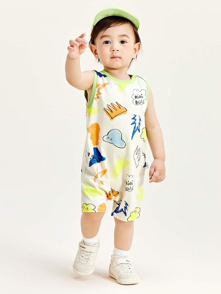 mini bala Summer Unisex Children's Cloud Soft Antibacterial One-Piece Clothes Baby Breathable Crawling Clothes - Yellow - View 1