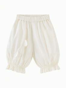 mini bala 女童裤子 2024新款夏季儿童荷叶边七分裤