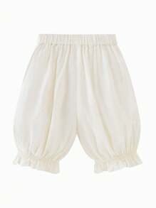 mini bala 女童裤子 2024新款夏季儿童荷叶边七分裤