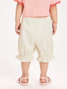 mini bala 女童裤子 2024新款夏季儿童荷叶边七分裤