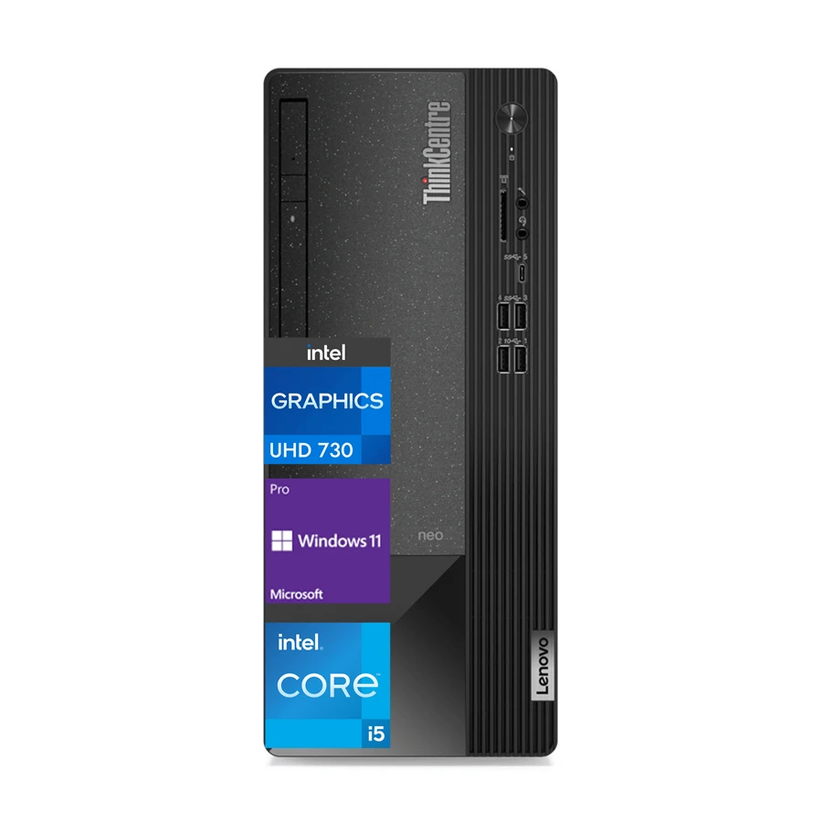 LENOVO ThinkCentre Neo 50t Gen 3 Tower Desktop, Intel Core I5-12400, Up To 64GB RAM, Up To 2TB SSD, VGA, DVD-, RJ45, Wired KB&Mouse, Wi-Fi 5, SD Card Reader, Windows 11 Pro, Black - 查看 1