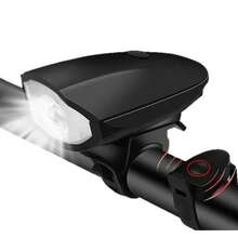 Lanterna Farol Com Buzina Bike Prova D'água Usb Led + Sinalizador Pisca Traseiro Bike Ciclista + Par De Manopla Anatômica Gel Trava Mtb - Preto - Visão 2