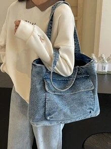 Bolso de hombro grande de capacidad con degradado de color - Azul - Ver 6