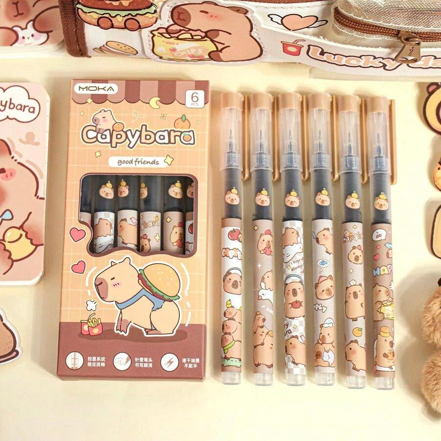 [6 Pens/Box]Capibara Liquid Rollerball Pen, Quick Drying, HighEnd