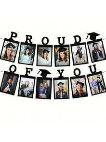 1套個性化毛氈畢業照片橫幅 - 感到驕傲橫幅畢業橫幅掛飾畢業裝飾2024屆班聚會裝飾用品家居室內外裝飾
