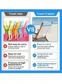 1套硅胶沙滩椅毛巾带，带收纳袋（袋子款式随机），防风沙滩巾带，可拉伸彩色沙滩椅带，泳池和游轮沙滩巾架带，学校必备沙滩包，学校配件，学校用品 - 彩色 - 查看 4