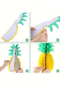 5 piezas Decoración con bola de panal de piña, decoración colgante de mesa de papel de piña, decoración de fiesta tropical hawaiana y selva, regalo, comedor al aire libre, ornamento de camping, fiesta con tema de frutas, decoración para bautizo y baby shower, decoración para revelación de género, farolillo de papel, Navidad