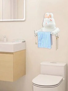 1 Giá đỡ giấy vệ sinh hình gấu trúc/thỏ hoạt hình dễ thương, giá treo tường 7,28 inch, không cần khoan, giá đỡ cuộn khăn giấy trong phòng tắm, giá đựng đồ sáng tạo, chất liệu nhựa - Đổi màu - Xem 5
