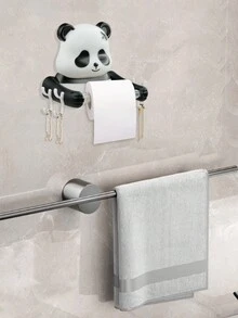 1 Giá đỡ giấy vệ sinh hình gấu trúc/thỏ hoạt hình dễ thương, giá treo tường 7,28 inch, không cần khoan, giá đỡ cuộn khăn giấy trong phòng tắm, giá đựng đồ sáng tạo, chất liệu nhựa - Đổi màu - Xem 8