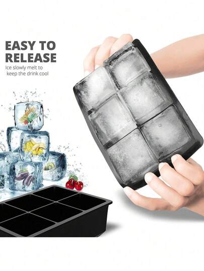 1 件透明大號矽膠冰塊托盤,附 6 個槽