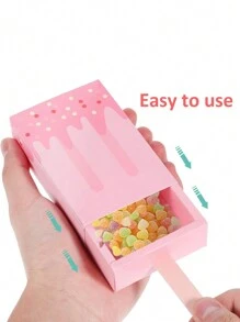 10 件纸质冰淇淋形状糖果盒冰棒形状糖果盒卡通冰棒糖果盒糖果折叠纸盒适用于生日婚礼派对礼物、圣诞节 - 彩色 - 查看 4